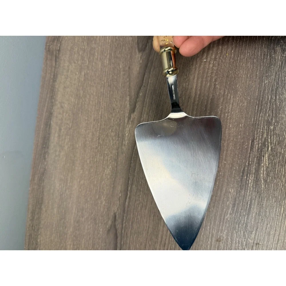 Gold Flake Acrylic Handle Stainless Steel Cake Pie Server Wedding Dessert Tool